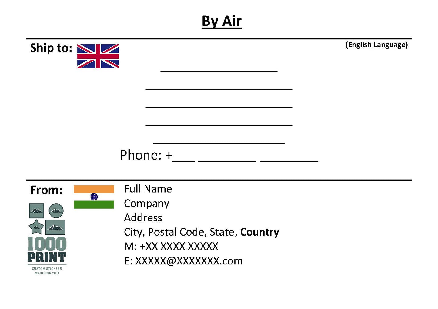 Custom From & Ship To Address Label Template (A5) | Microsoft Word (DOCX) | English | Digital Download