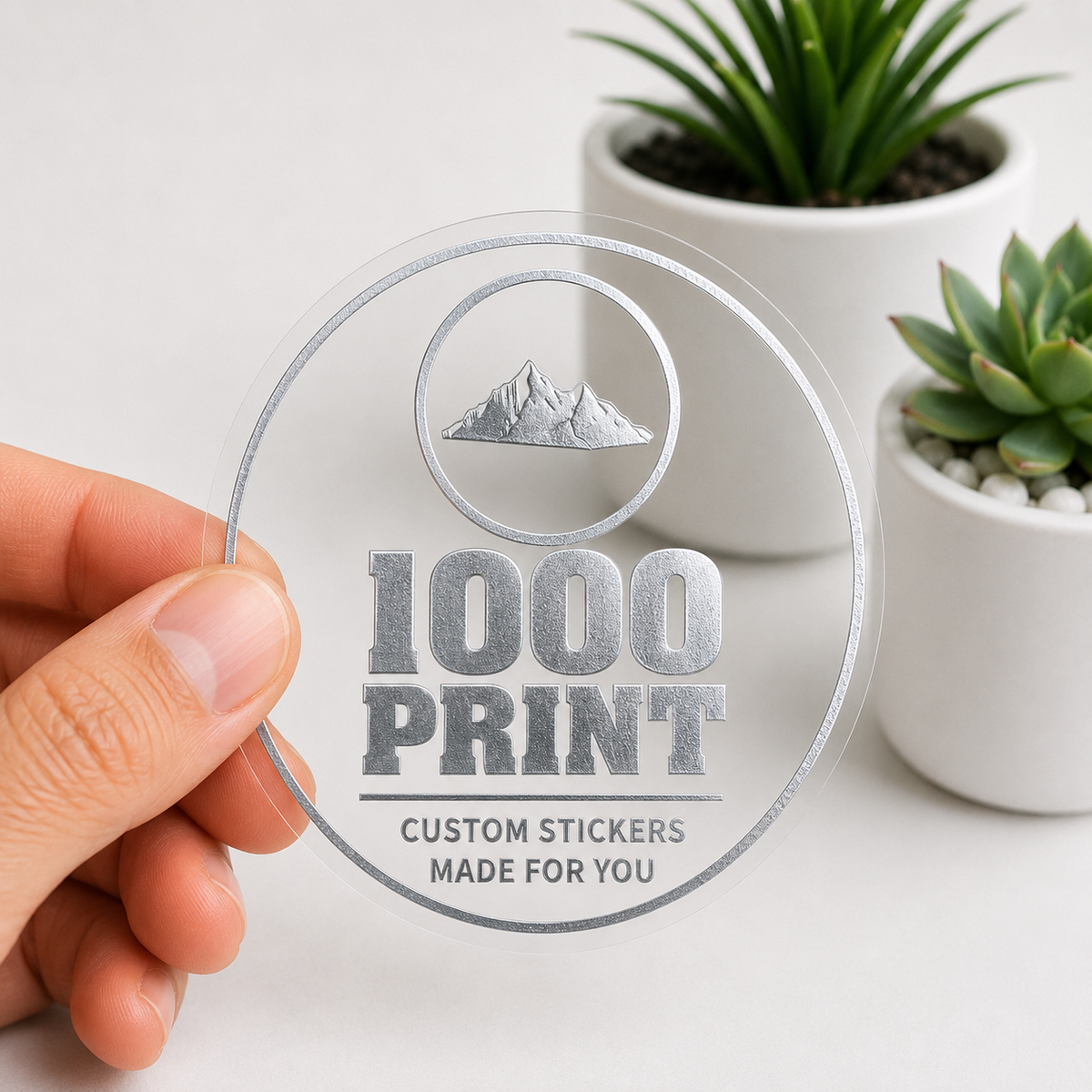 Custom Circle Silver Foiling Stickers Transparent Sheets | 1000 Print