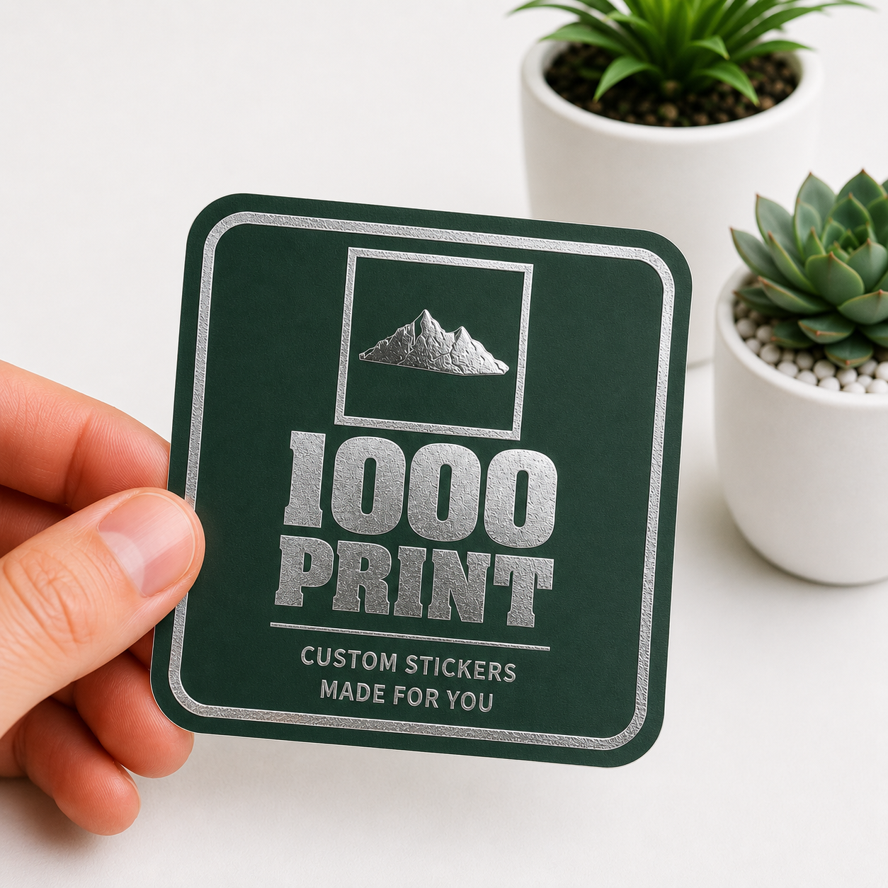 Custom Rounded Square Silver Foiling Stickers Colour Paper Sheets | 1000 Print