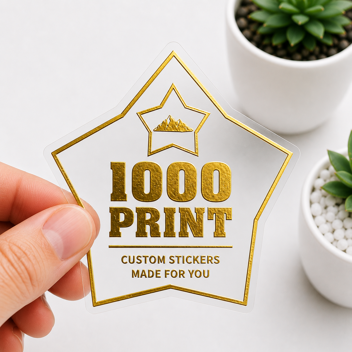 Custom Shape Gold Foiling Transparent Stickers | 1000 Print