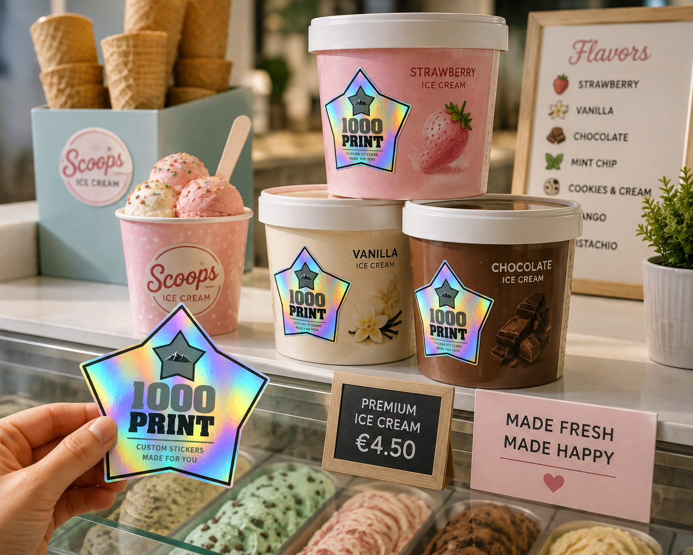 Custom Shape Holographic Stickers | 1000 Print (Colour)