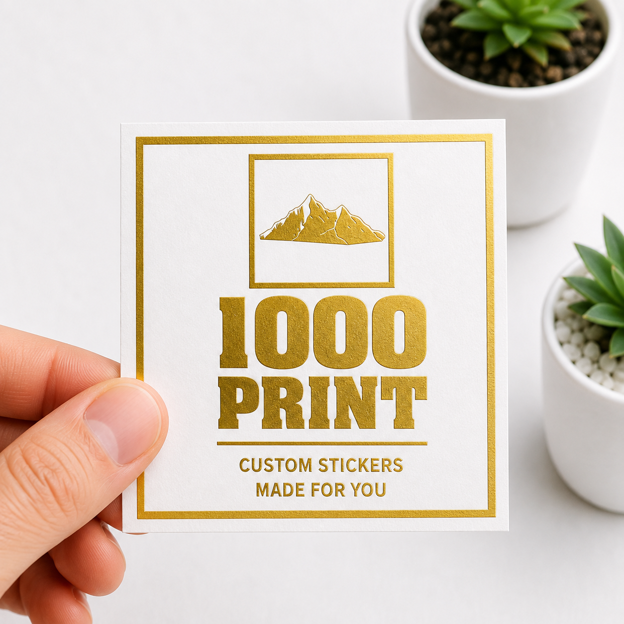 Custom Square Gold Foiling Stickers White Paper Sheets | 1000 Print