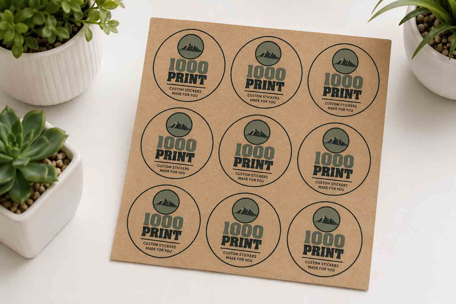 Custom Circle Kraft Paper Stickers | 1000 Print