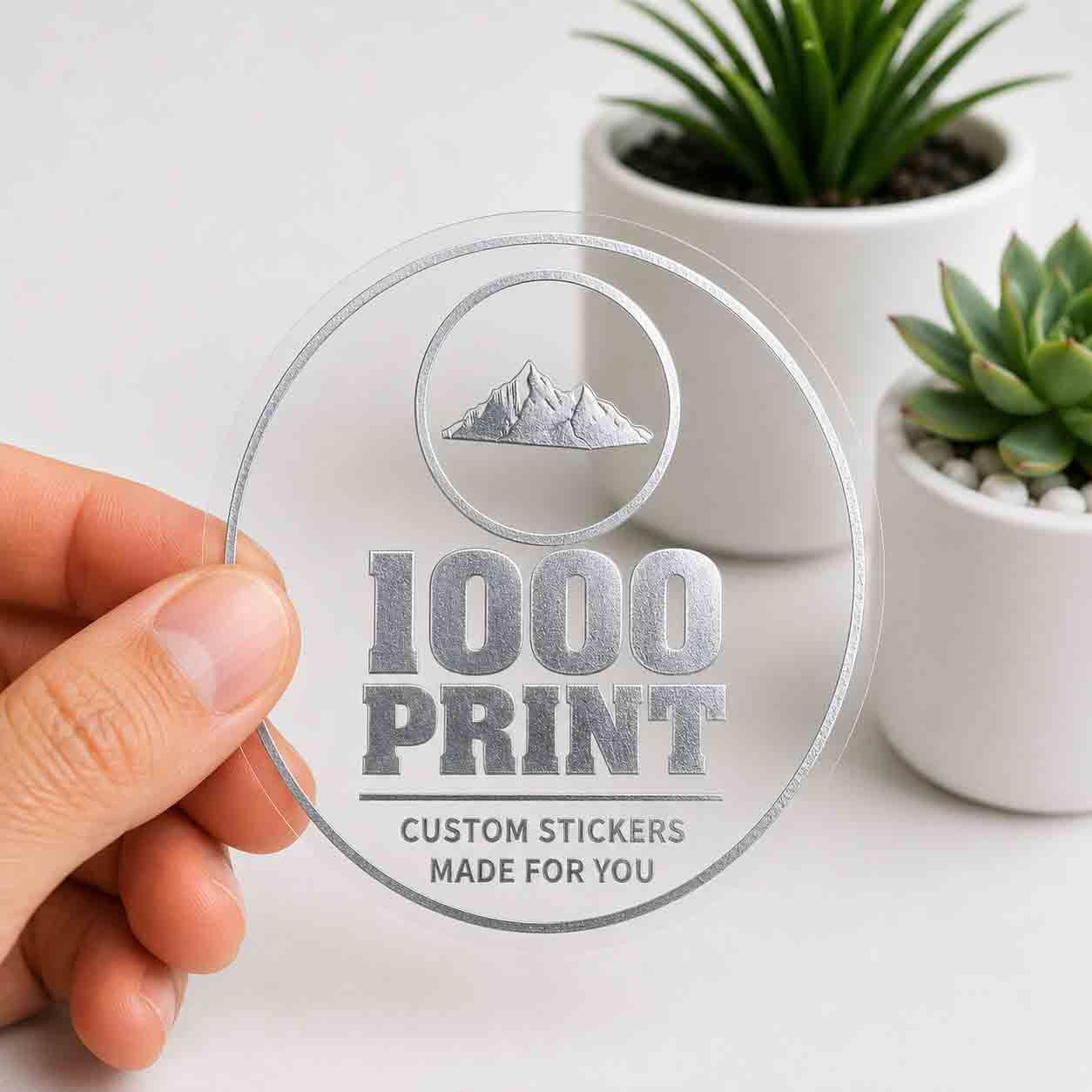 Custom Circle Silver Foiling Stickers Transparent Sheets | 1000 Print
