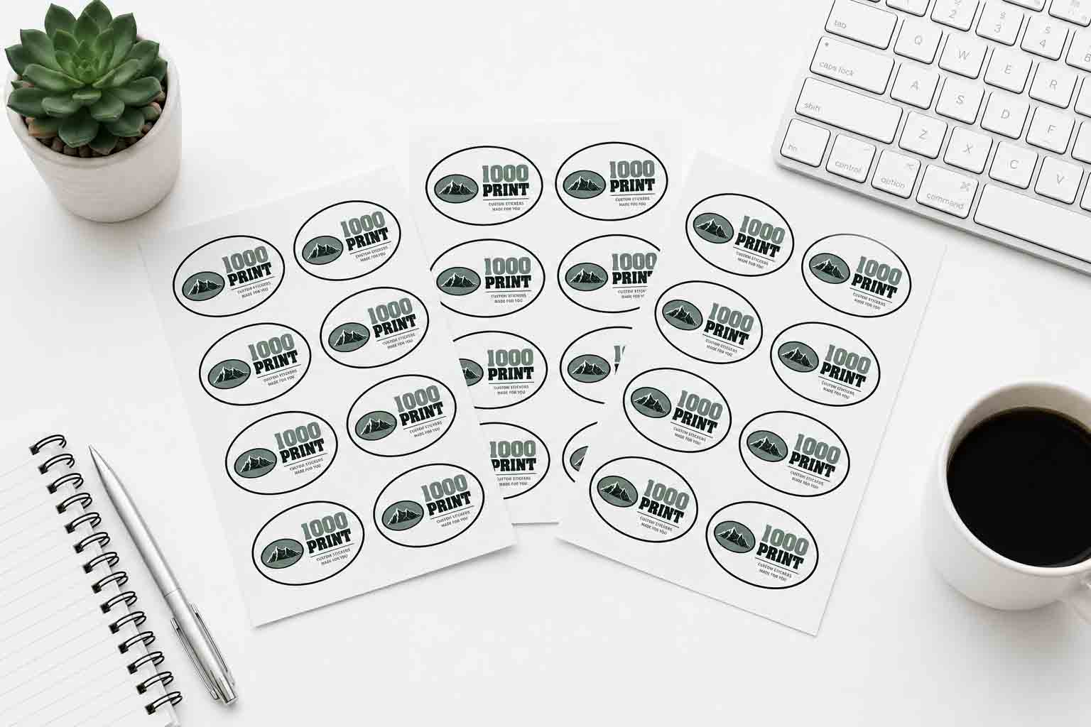 Custom Oval Stickers Sheet | 1000 Print