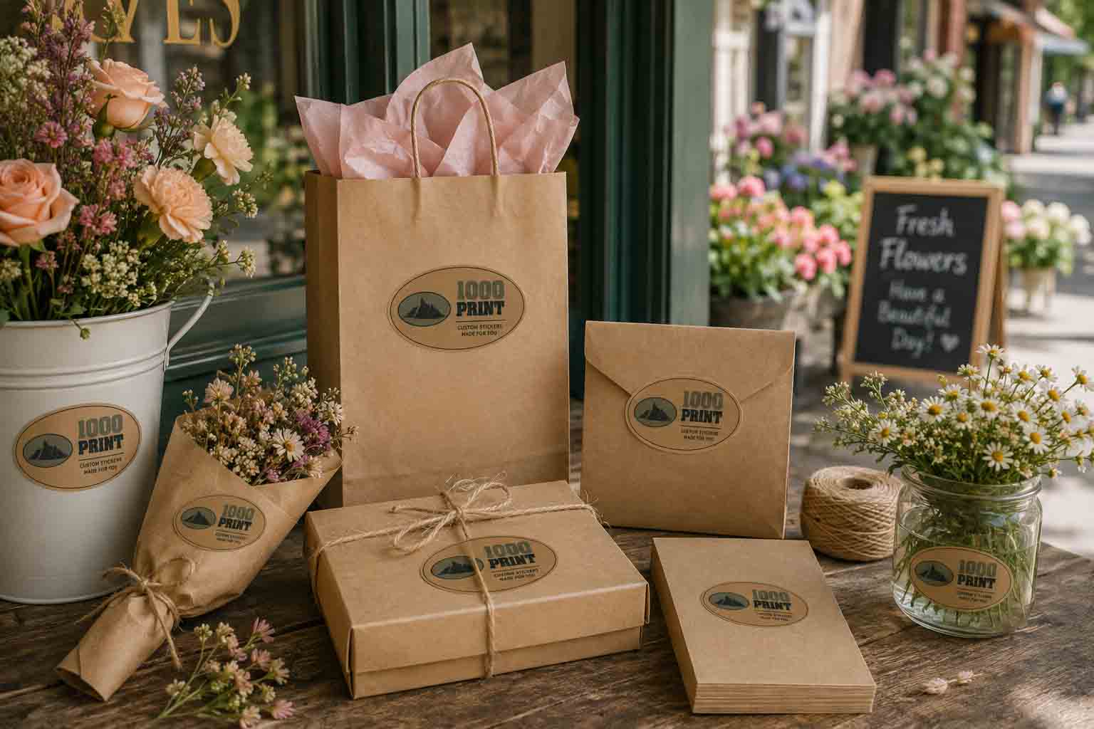 Custom Oval Kraft Paper Stickers | 1000 Print