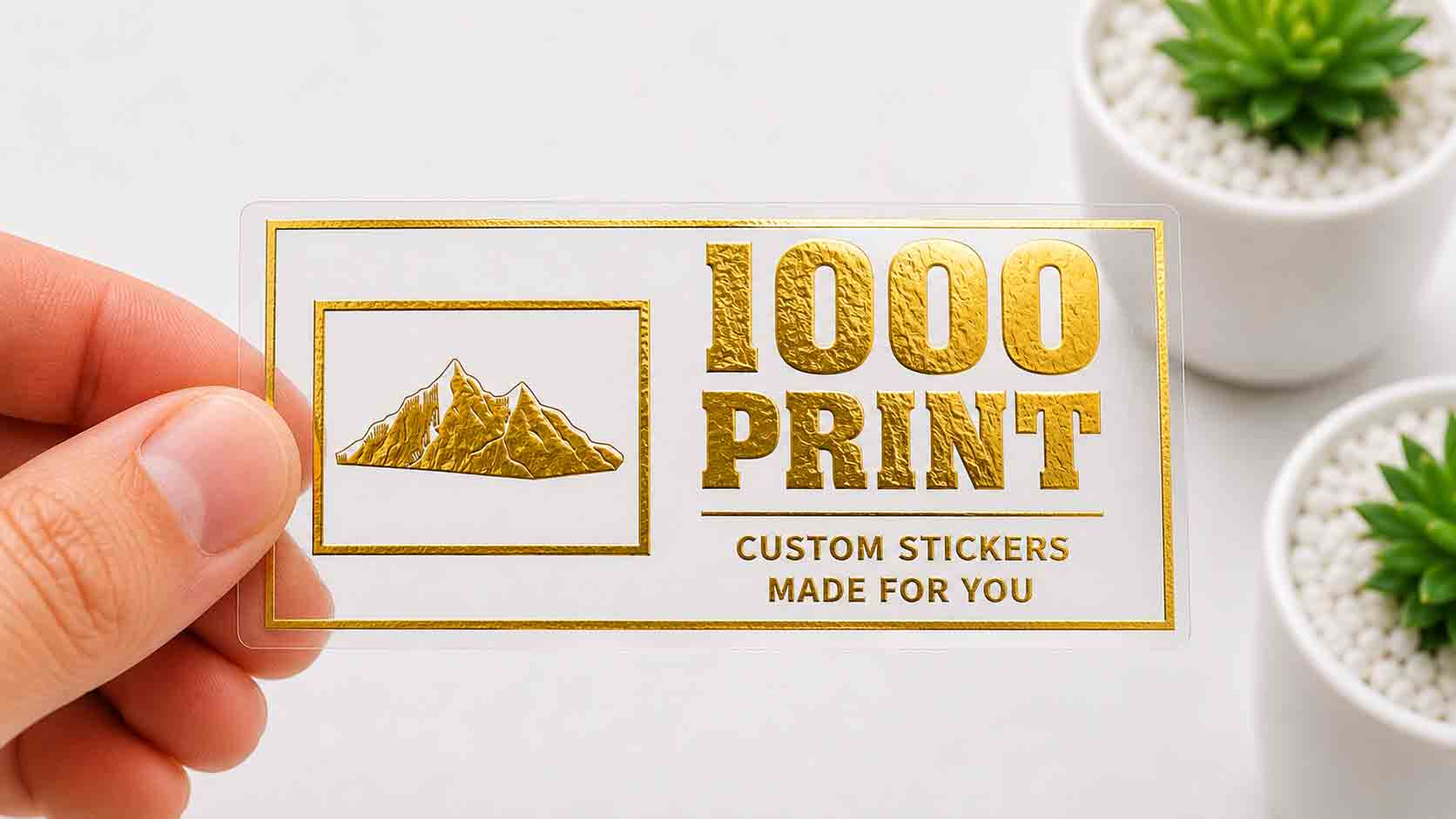 Custom Rectangle Gold Foiling Transparent Stickers | 1000 Print