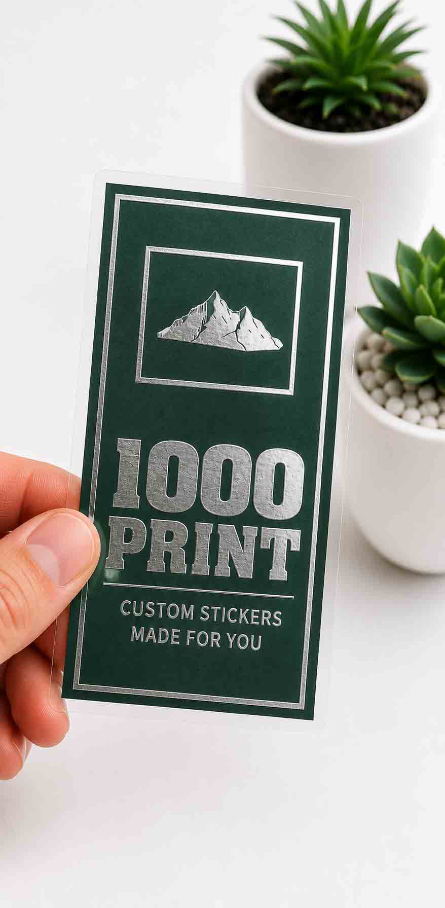 Custom Rectangle Silver Foiling Colour Paper Stickers | 1000 Print