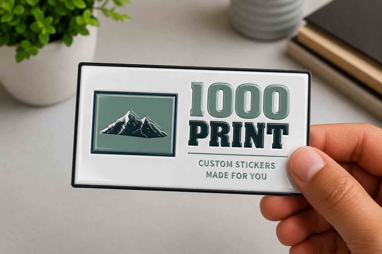 Custom Rectangle Spot UV Stickers | 1000 Print