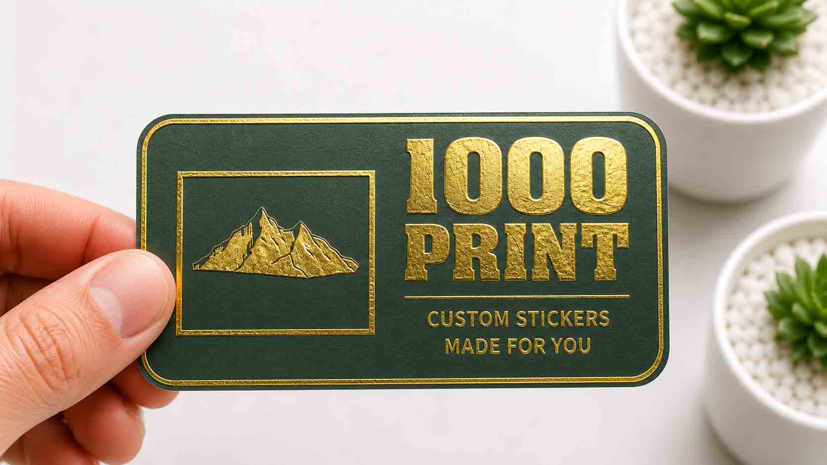 Custom Rounded Rectangle Gold Foiling Colour Paper Stickers | 1000 Print