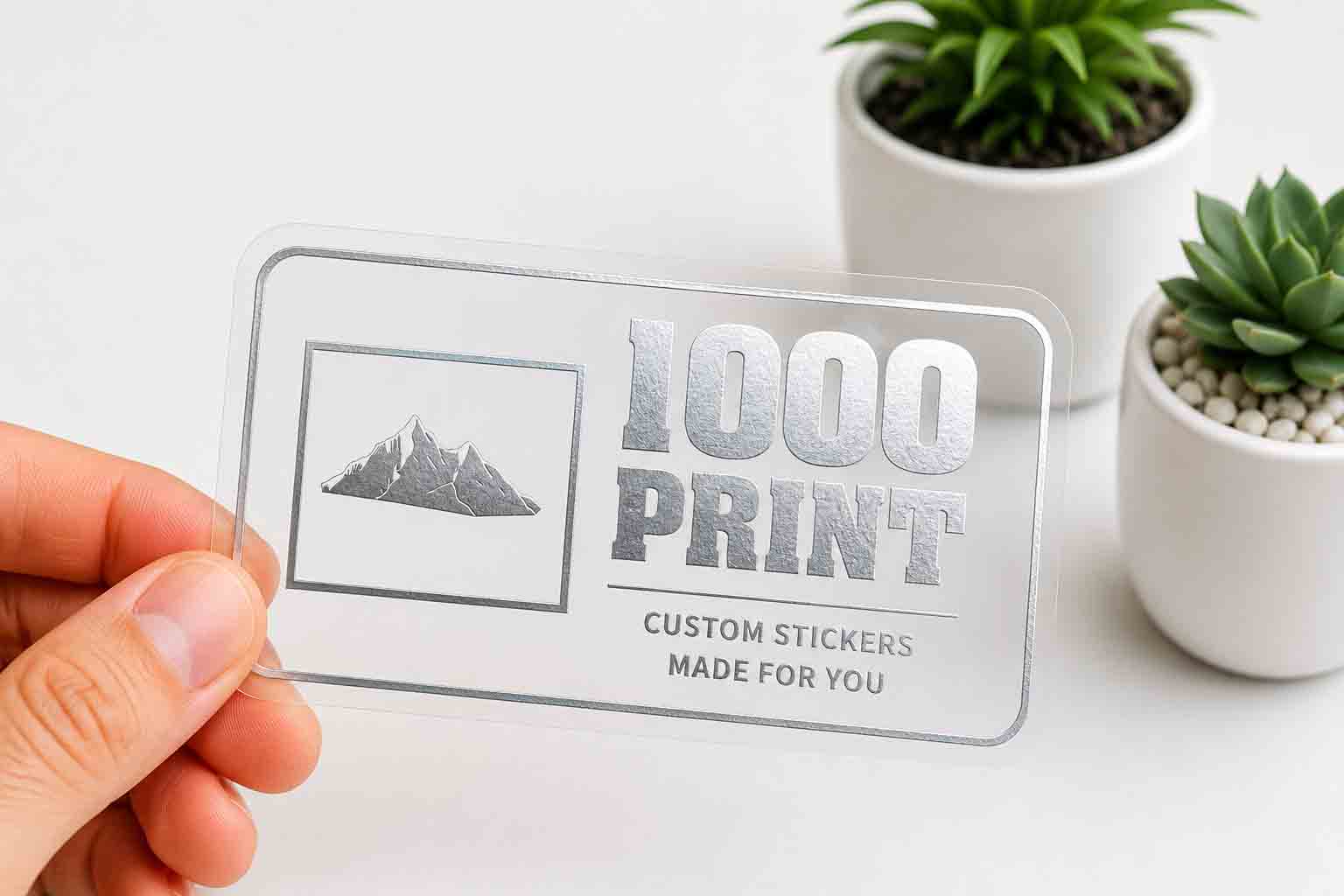 Custom Rounded Rectangle Silver Foiling Transparent Stickers | 1000 Print