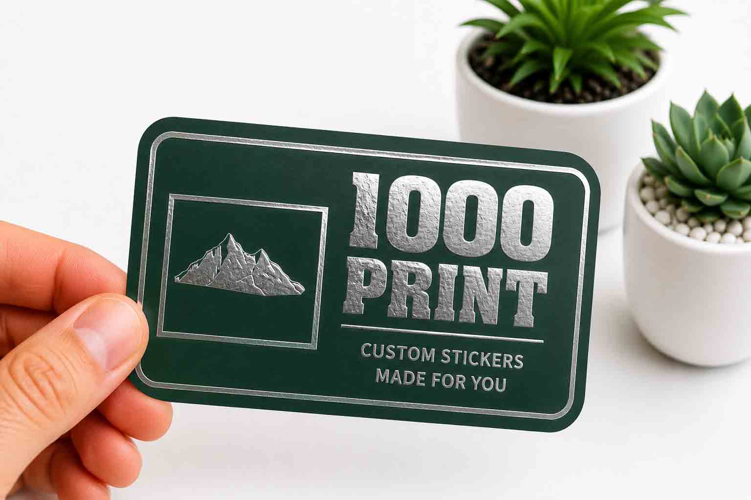 Custom Rounded Rectangle Silver Foiling Colour Paper Stickers | 1000 Print