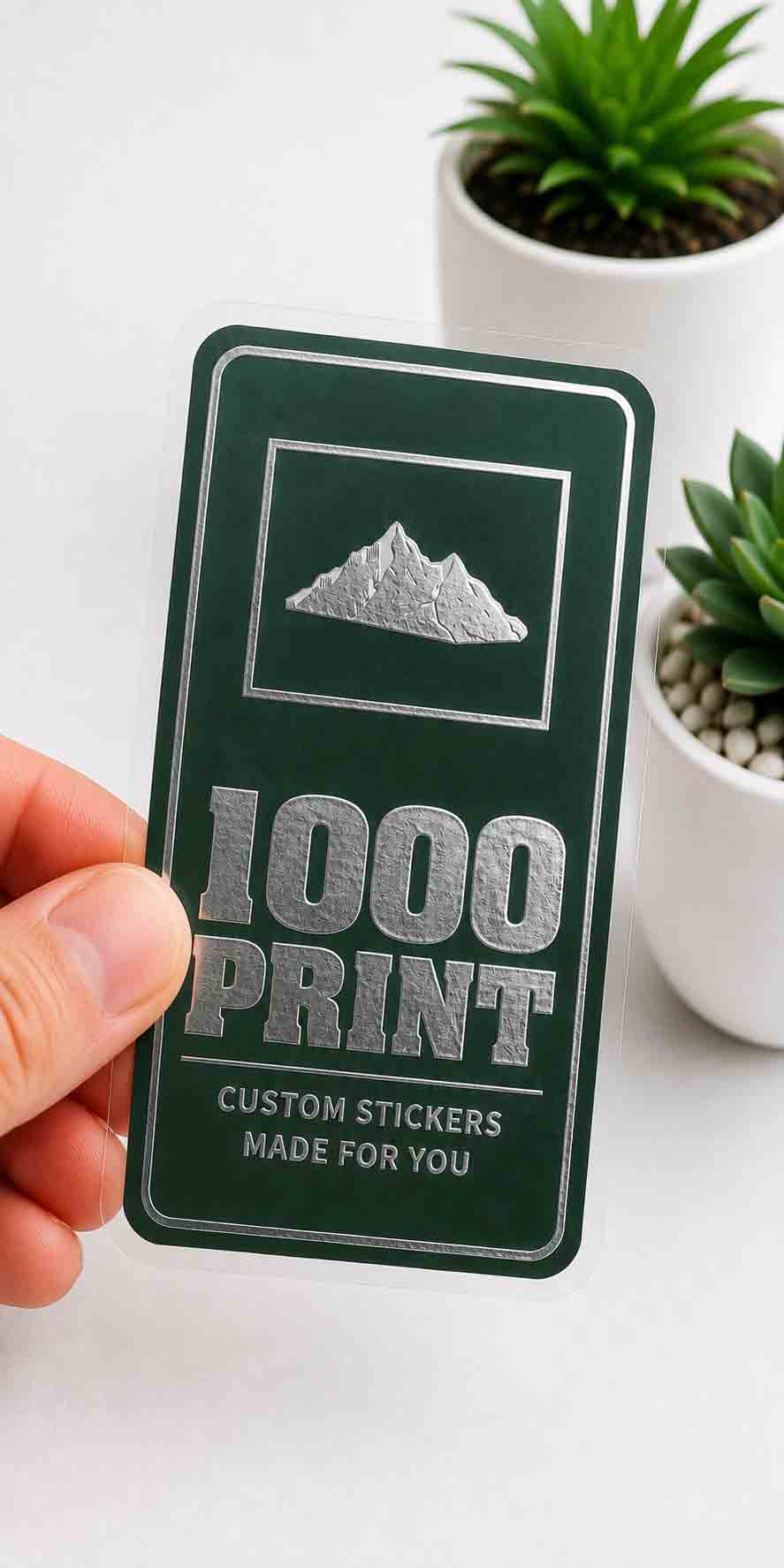 Custom Rounded Rectangle Silver Foiling Colour Paper Stickers | 1000 Print