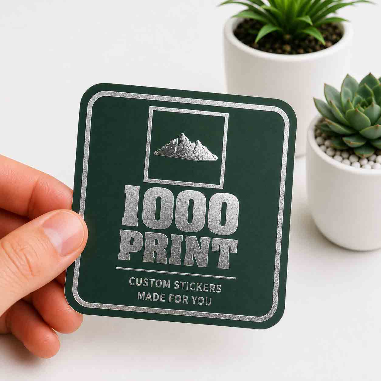 Custom Rounded Square Silver Foiling Stickers Colour Paper Sheets | 1000 Print