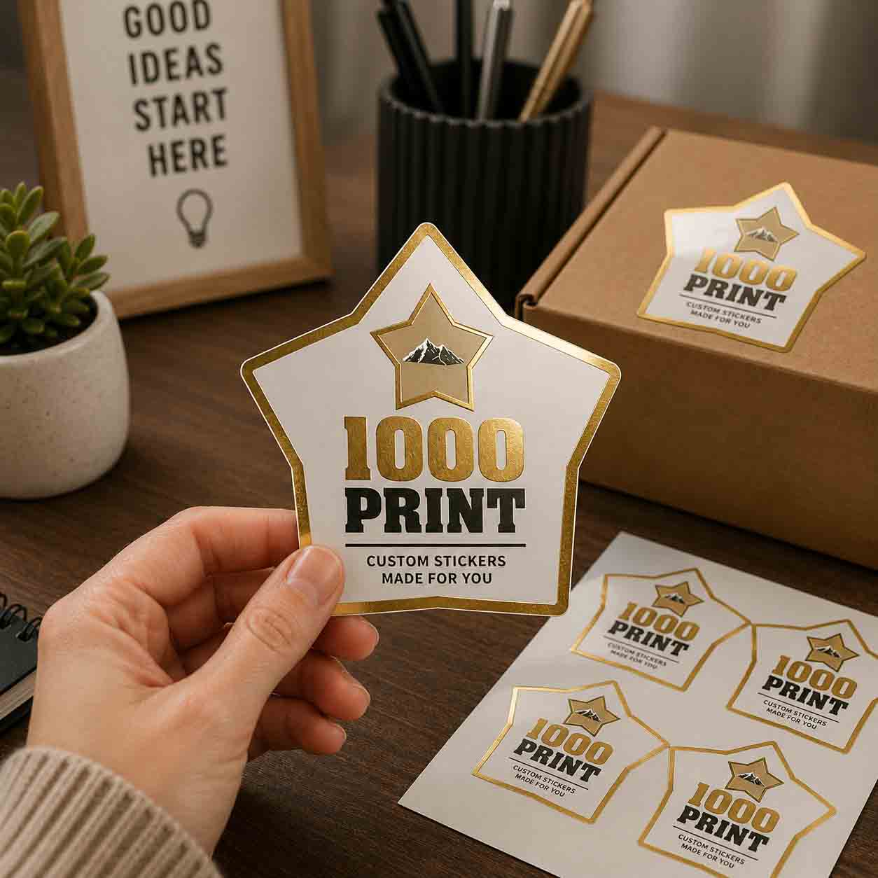 Custom Shape Gold Foiling Stickers | 1000 Print