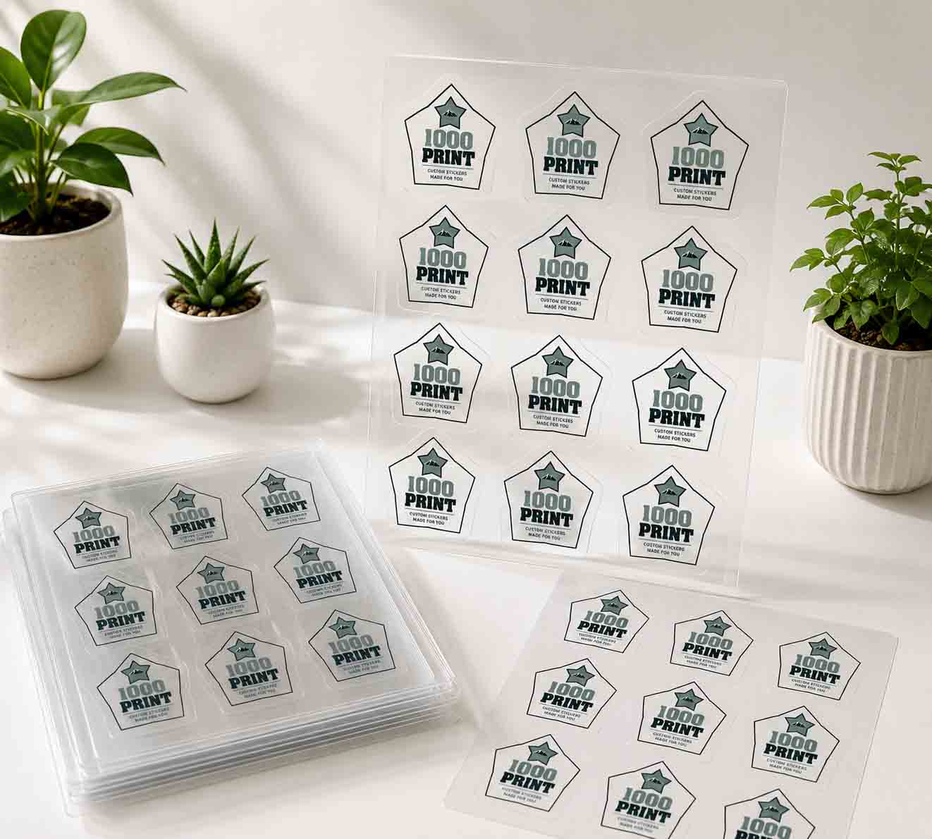 Custom Shape Clear Sheet Labels | 1000 Print