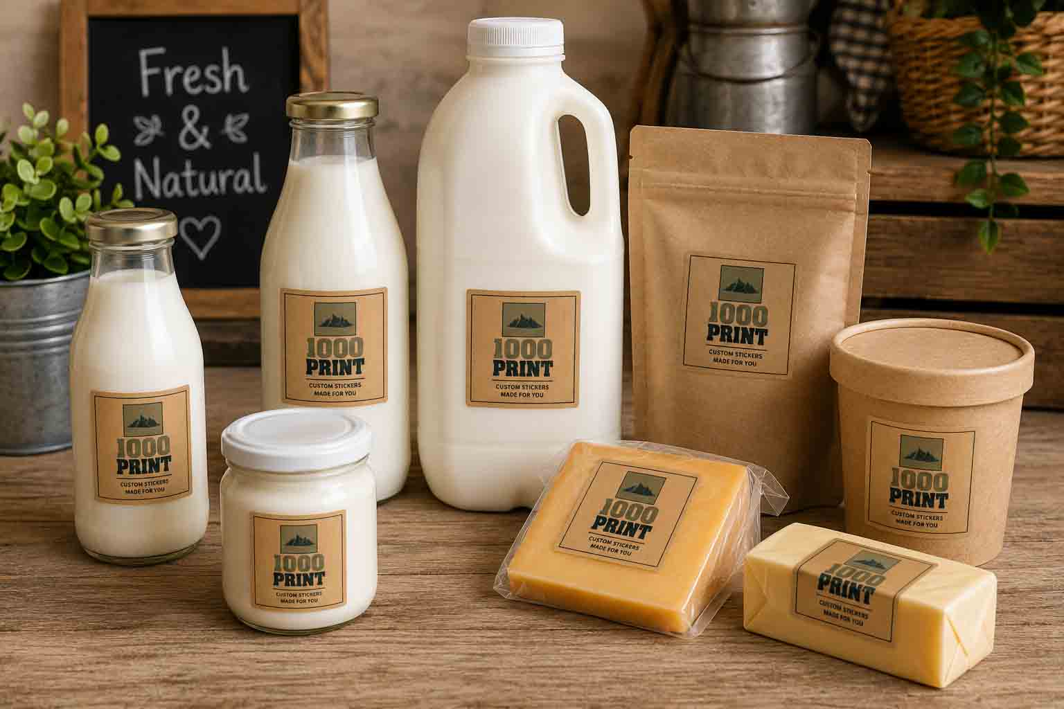 Custom Square Kraft Paper Stickers | 1000 Print