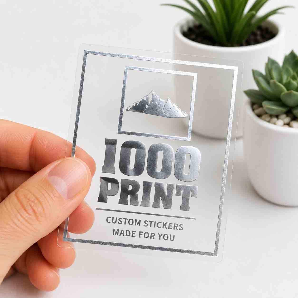 Custom Square Silver Foiling Stickers Transparent Sheets | 1000 Print