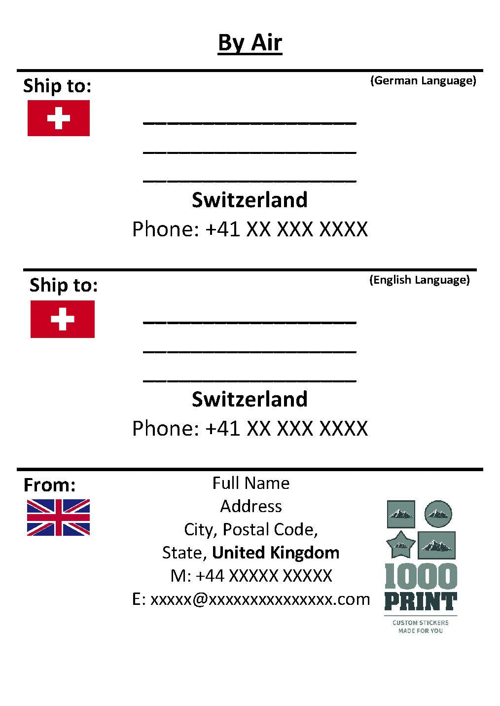 Custom Ship To Address Label (Two Languages) | A5 Microsoft Word File | Digital Download