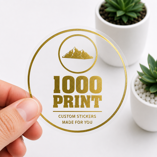 Custom Circle Gold Foiling Stickers Transparent Sheets | 1000 Print