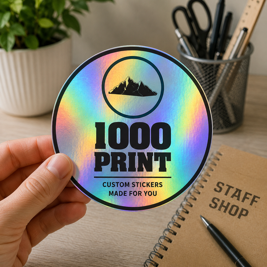 Custom Circle Holographic Stickers | 1000 Print (Black)