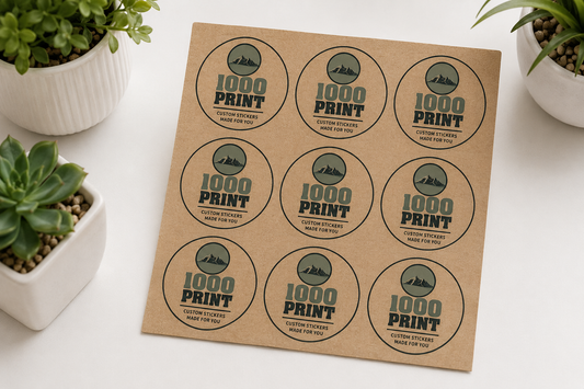 Custom Circle Kraft Paper Stickers | 1000 Print
