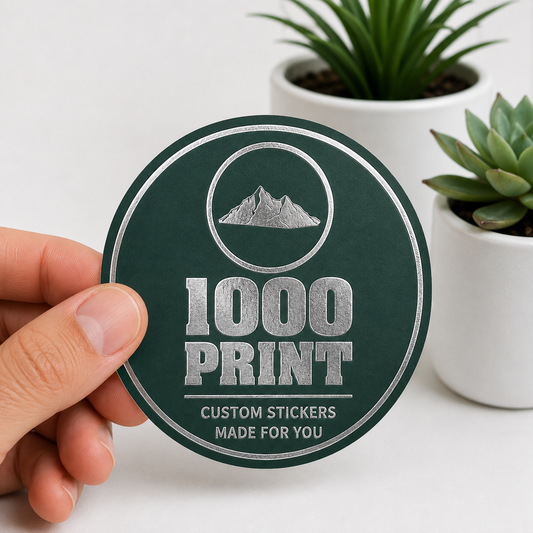 Custom Circle Silver Foiling Stickers Colour Paper Sheets | 1000 Print