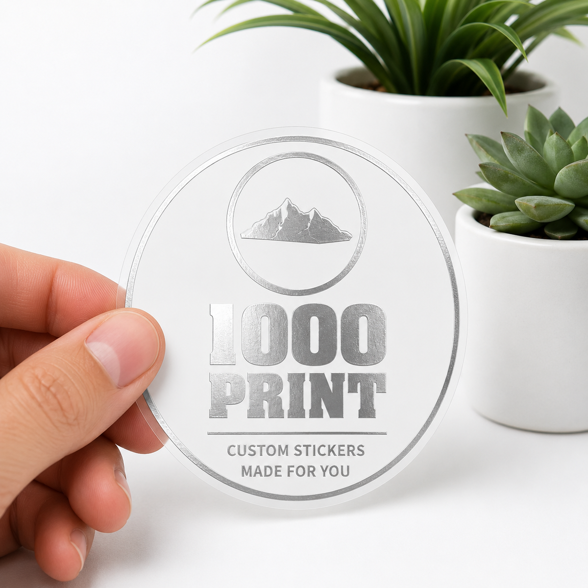 Custom Circle Silver Foiling Stickers White Paper Sheets | 1000 Print