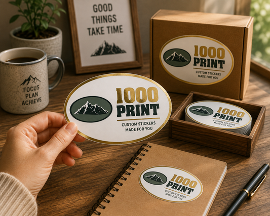 Custom Oval Gold Foiling Stickers | 1000 Print