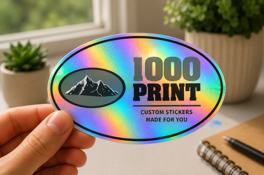 Custom Oval Holographic Stickers | 1000 Print (Colour)