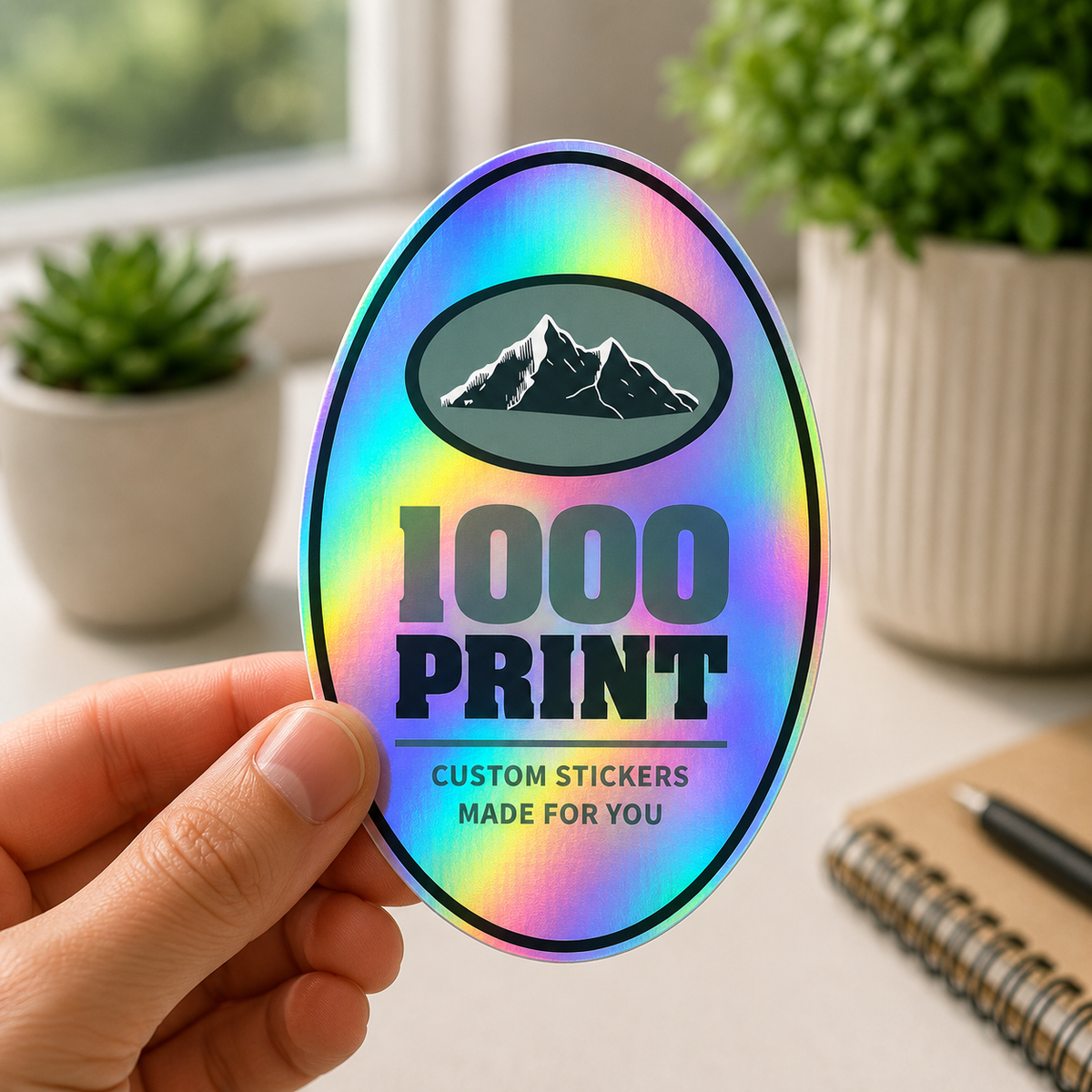 Custom Oval Holographic Stickers | 1000 Print (Colour)