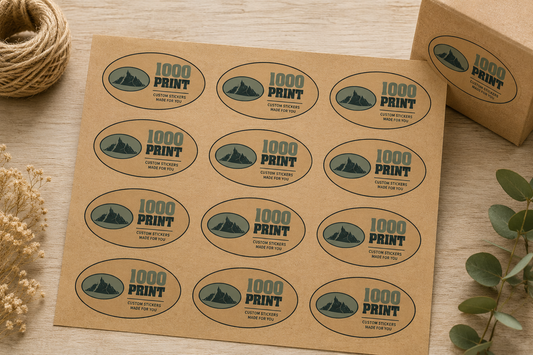 Custom Oval Kraft Paper Stickers | 1000 Print