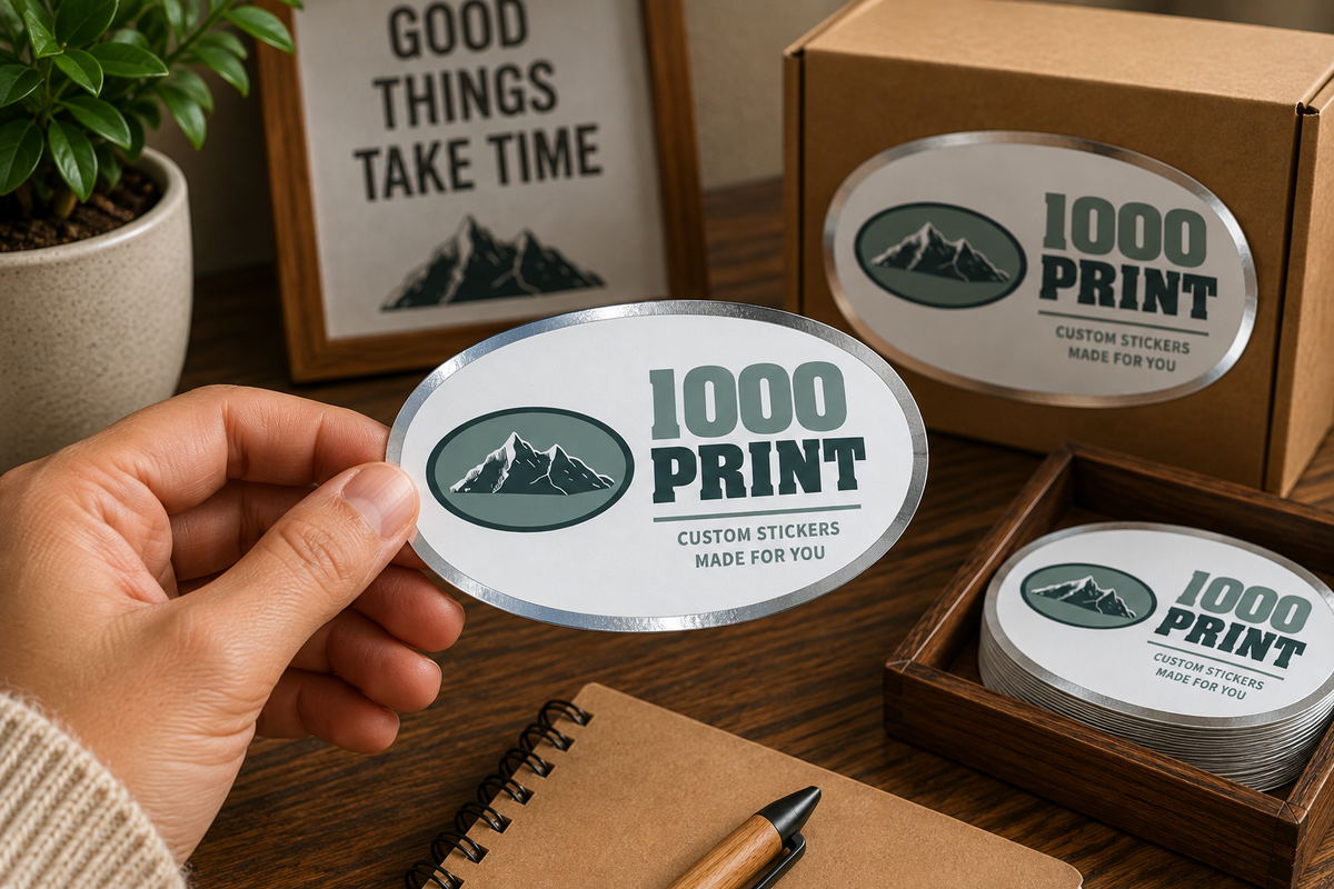 Custom Oval Silver Foiling Stickers | 1000 Print
