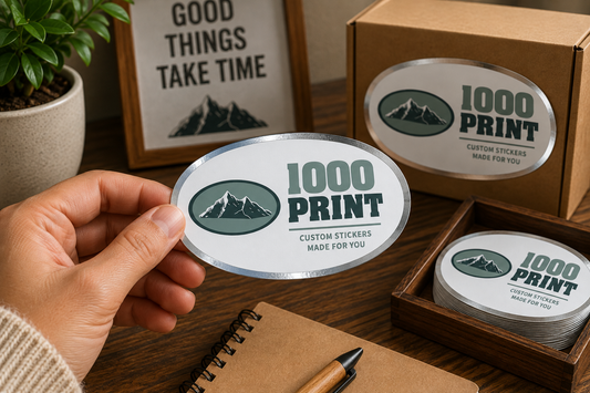 Custom Oval Silver Foiling Stickers | 1000 Print