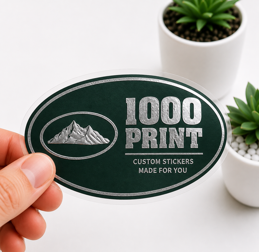 Custom Oval Silver Foiling Colour Paper Stickers | 1000 Print