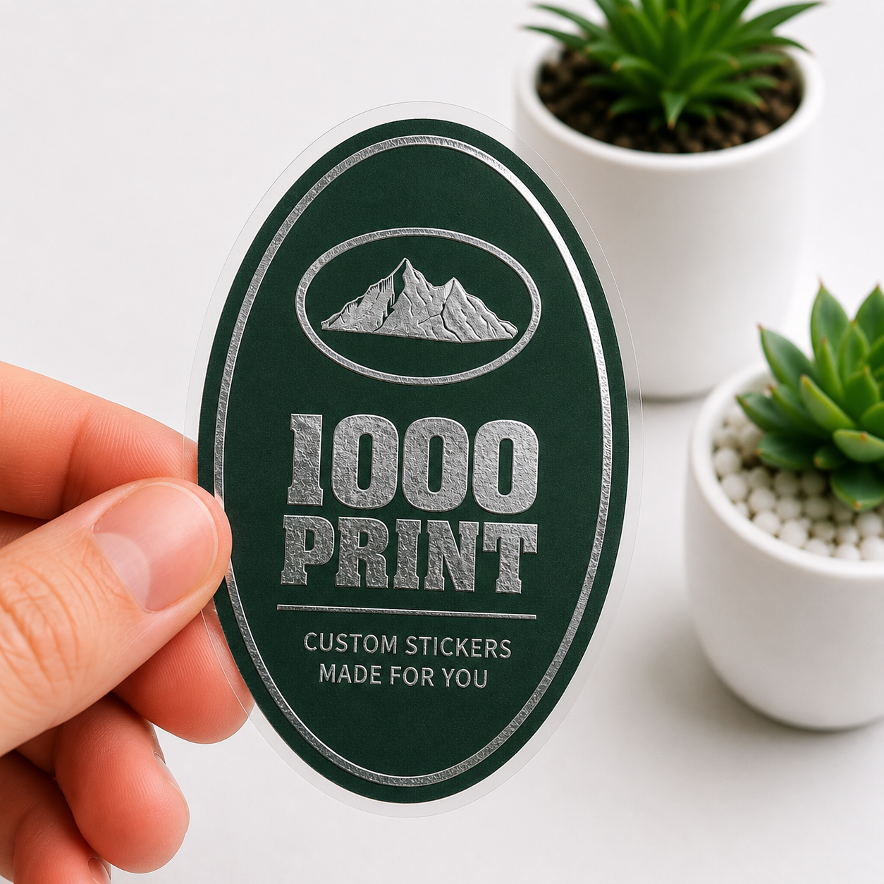 Custom Oval Silver Foiling Colour Paper Stickers | 1000 Print