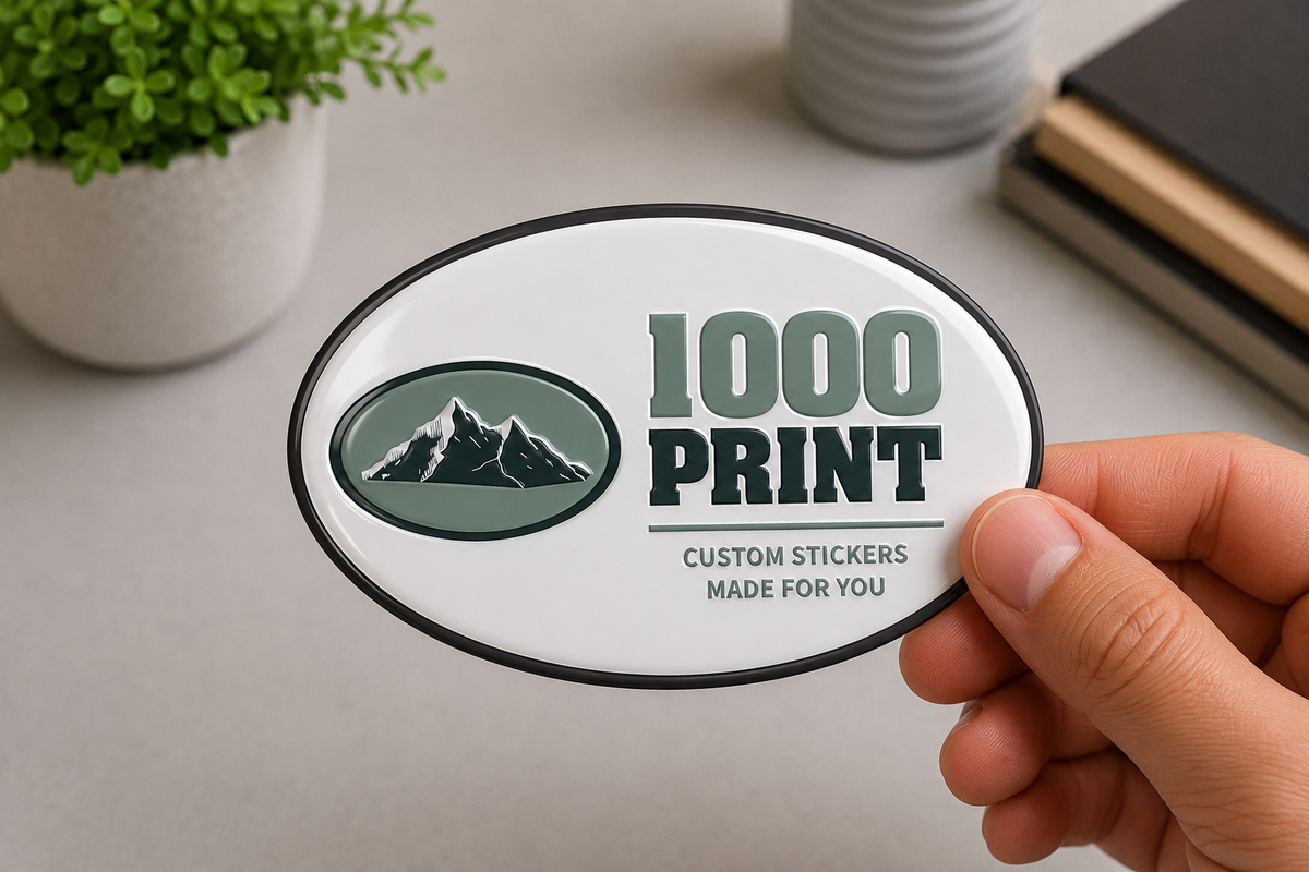 Custom Oval Spot UV Stickers | 1000 Print