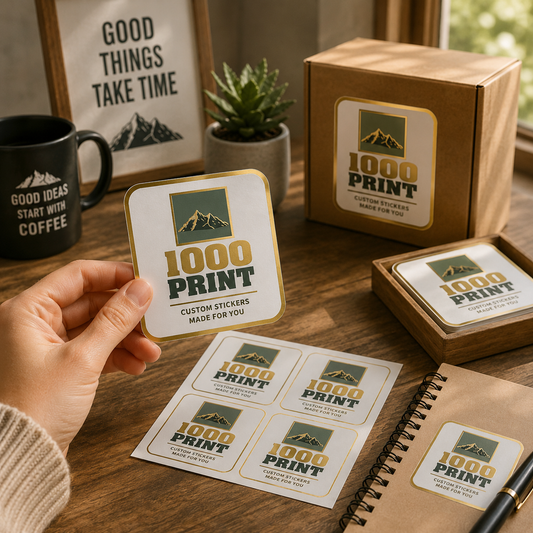 Custom Rounded Square Gold Foiling Stickers | 1000 Print