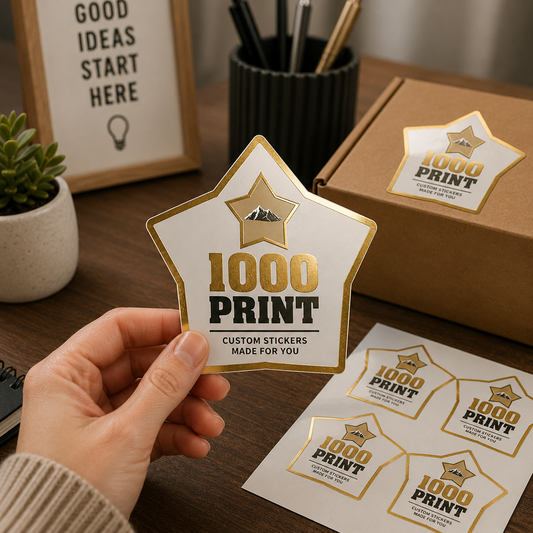 Custom Shape Gold Foiling Stickers | 1000 Print