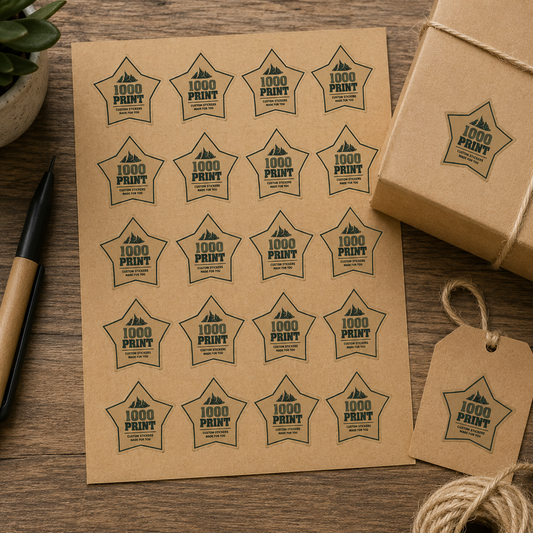Custom Shape Kraft Paper Stickers | 1000 Print