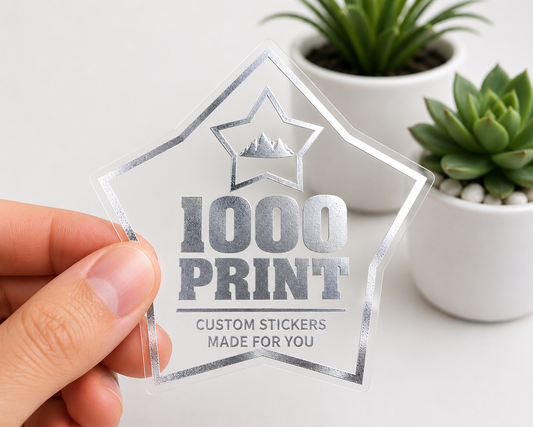 Custom Shape Silver Foiling Transparent Stickers | 1000 Print