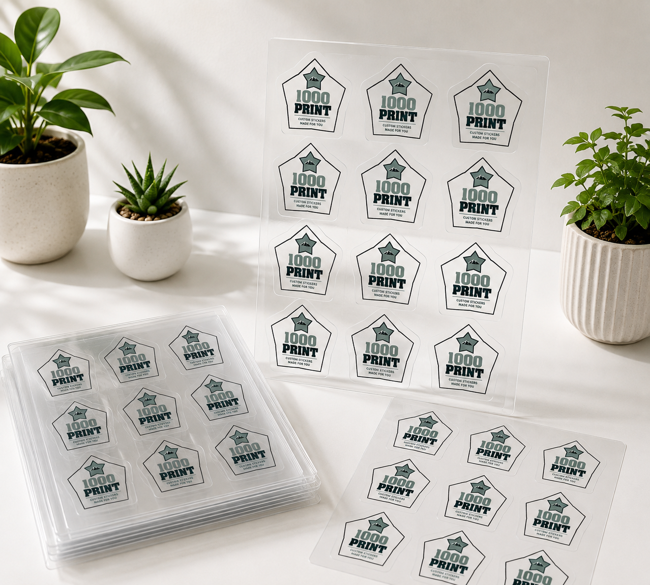 Custom Shape Clear Sheet Labels | 1000 Print