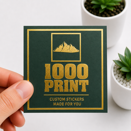 Custom Square Gold Foiling Stickers Colour Paper Sheets | 1000 Print