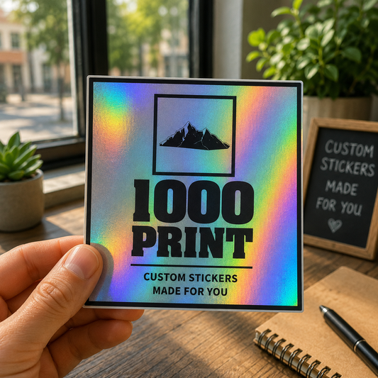 Custom Square Holographic Stickers | 1000 Print (Black)