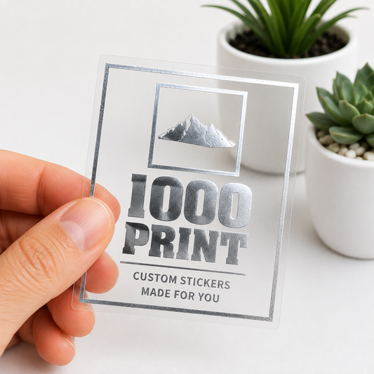 Custom Square Silver Foiling Stickers Transparent Sheets | 1000 Print
