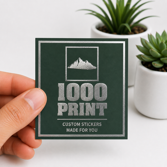 Custom Square Silver Foiling Stickers Colour Paper Sheets | 1000 Print