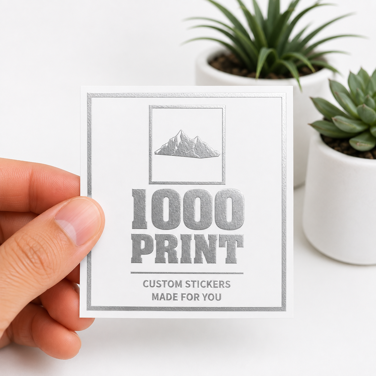 Custom Square Silver Foiling Stickers White Paper Sheets | 1000 Print