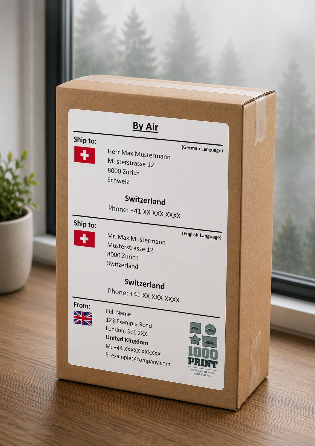 Custom Ship To Address Label (Two Languages) | A5 Microsoft Word File | Digital Download