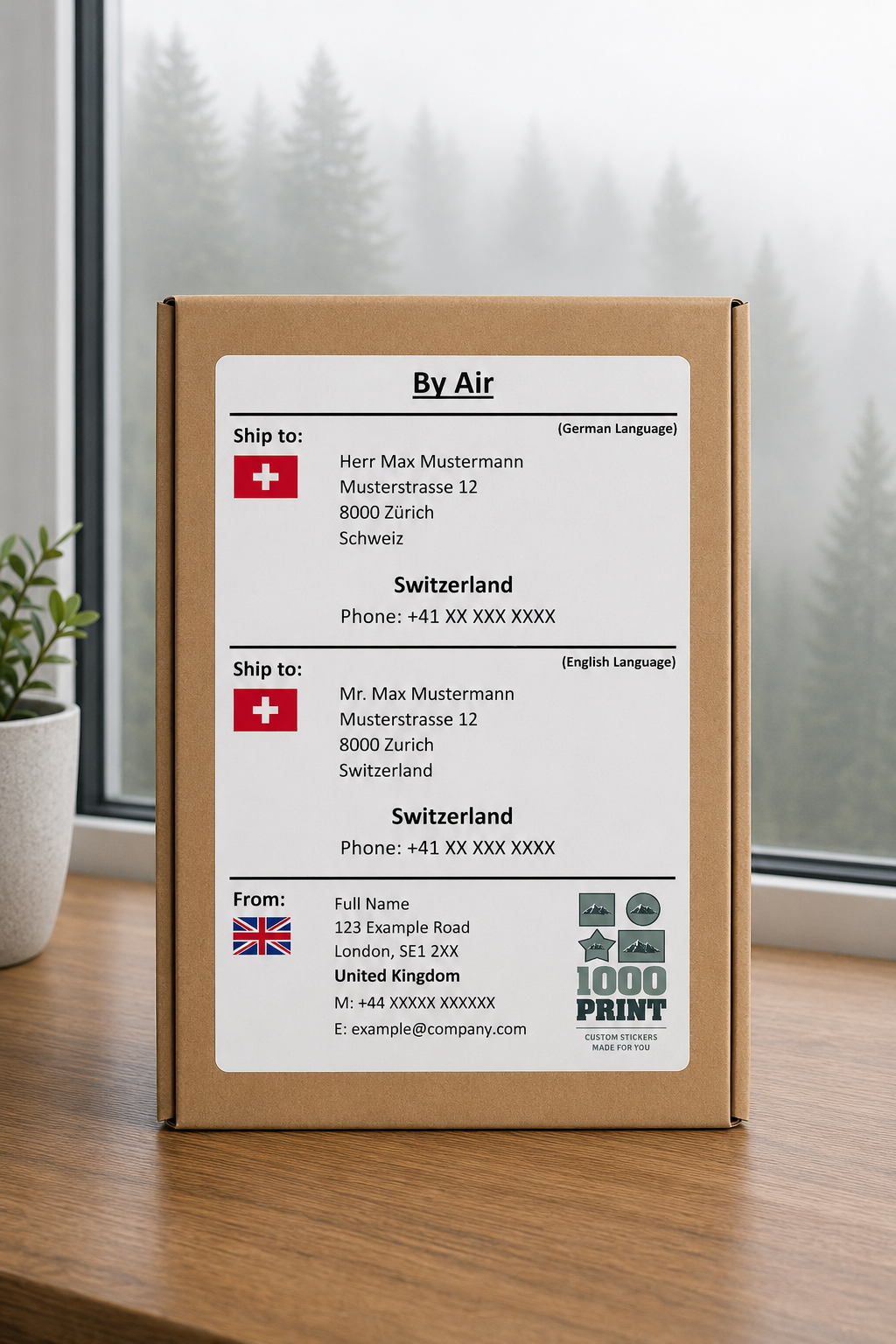 Custom Ship To Address Label (Two Languages) | A5 Microsoft Word File | Digital Download