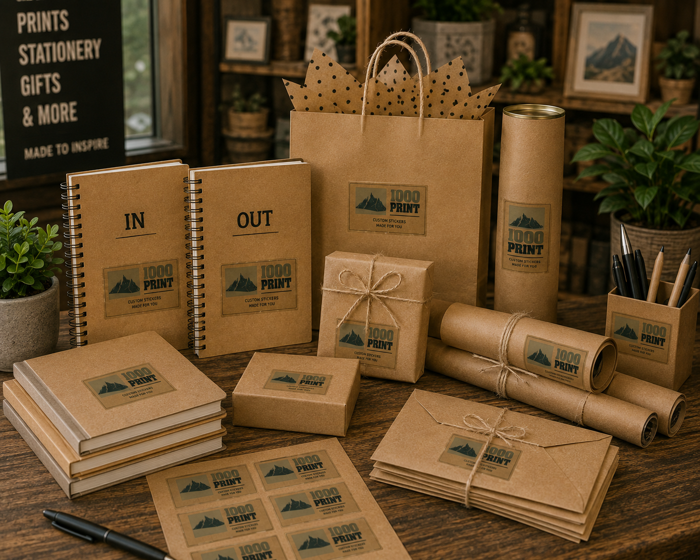 Custom Rectangle Kraft Paper Stickers | 1000 Print